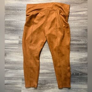 Spanx 2X Faux Suede Caramel Leggings